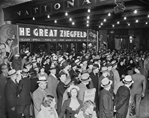 Theater Prints: Crowd at the showing of THE GREAT ZIEGFELD at the National Theater