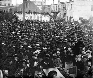 Whistle Stop Prints: Crowd for waiting for presidential candidate William Taft's (1857-1930) whistle-stop campaign train in Grand Forks