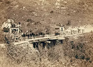 Migration Prints: Two crowded Deadwood Coaches in South Dakota