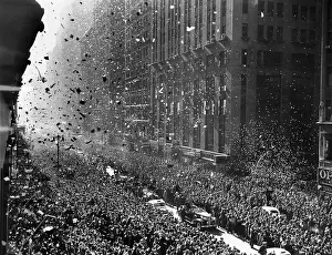Crowds Prints: Crowds on Seventh Avenue in New York City after Franklin D