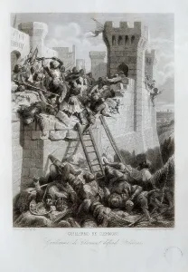 Crusade Prints: Crusades. Guillaume de Clermont defending Ptolemais (Acre) in 1291