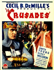 Crown Prints: THE CRUSADES, from left: Henry Wilcoxon, Loretta Young on midget window card, 1935
