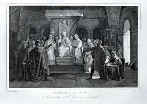 Priest Prints: Crusades. Pope Honorius II confirms the Knights Templar Order at the Council of Troyes