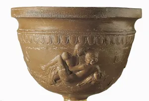 Erotism Prints: Cup made with Aretian 'terra sigillata' depicting an erotic scene