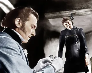 Creation Prints: THE CURSE OF FRANKENSTEIN, from left: Peter Cushing, Christopher Lee, 1957