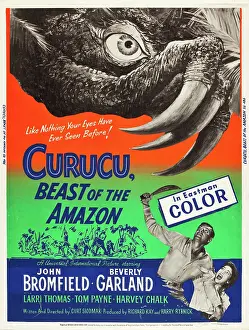 Beverly Prints: CURUCU, BEAST OF THE AMAZON, l-r: John Bromfield, Beverly Garland on US poster art, 1956