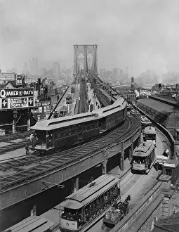 Cart Prints: The curve at Brooklyn Terminal of the Brooklyn Bridge, 1898