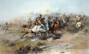 Charles M Prints: The Custer fight, the Battle of the Little Bighorn