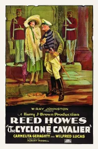 CYCLONE CAVALIER, l-r: Carmelita Geraghty, Reed Howes on poster art, 1925