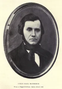 Mccormick Prints: Cyrus Hall McCormick 1809-1884 patented the first mechanical reaper in 1834 automating grain harvested by first mowing