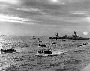 English Channel Prints: D-Day landing craft head for Omaha beach during the Normandy invasion on June 6, 1944