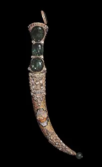 18th C Prints: Dagger. 17th c.-18th c. Handle decorated with emeralds and precious stones