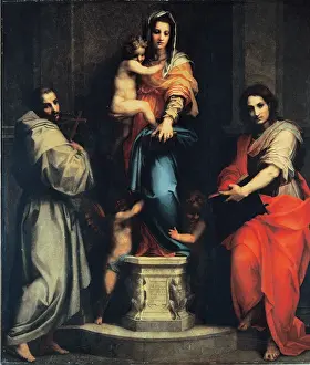 d'Agnolo Andrea known as Andrea del Sarto, Madonna of the Harpies (Madonna and Child with Sts Francis and John the Evangelist), 1517, 16th Century, oil on canvas, Italy