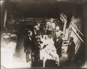Medicine Prints: Daguerreotype believed to be a re-enactment of the first demonstration of ether anesthesia by Dr