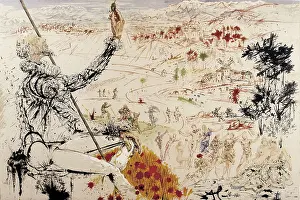 DALI, Salvador (1904-1989). Don Quixote. 1957. Illustrated edition of Cervantes work. Litography. AISA/Everett Collection - Image has fine art copyright