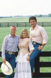 1980s Prints: DALLAS, from left: Steve Kanaly, Priscilla Presley, Patrick Duffy, (1980s), 1978-91
