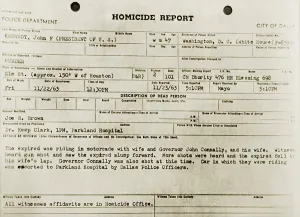 Homicide Prints: Dallas Police Department Homicide Report on the assassination of President John F