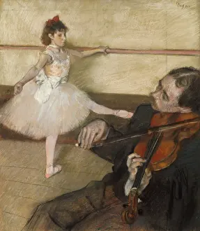 Pastel Prints: The Dance Lesson, by Edgar Degas, 1879, French impressionist drawing, pastel on paper