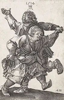 Couples Prints: Dancing Peasant Couple, by Hieronymus Wierix copied from Albrecht Durer