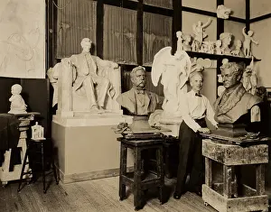 Sculptor Prints: Daniel Chester French in his studio in Stockbridge