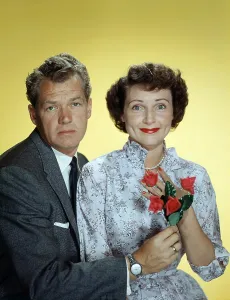 Bill Prints: DATE WITH THE ANGELS, from left: Bill Williams, Betty White, 1957-58