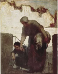 Realistic Prints: DAUMIER, Honor (1808-1879). The Washerwoman (La blanchisseuse)