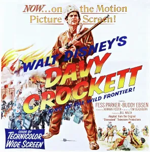 Disney Prints: DAVY CROCKETT, KING OF THE WILD FRONTIER, Fess Parker on poster art, 1954
