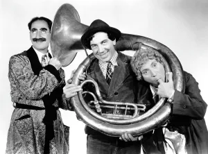 Chico Prints: A DAY AT THE RACES, from left: Groucho Marx, Chico Marx, Harpo Marx, 1937