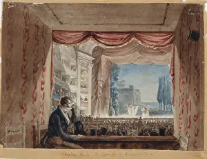 Show Prints: D'Azeglio Massimo, At the Theater with Self-portrait