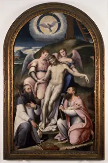 Angels Prints: Dead Christ Supported by Angels between St Bartholomew and the Abbot of Classe