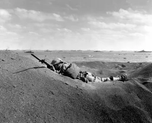 Lcgr1311 Prints: Dead U.S. Marine, his bayonet fixed