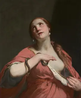 1650s Prints: THE DEATH OF CLEOPATRA, by Guido Cagnacci, 1645-55, Italian painting, oil on canvas