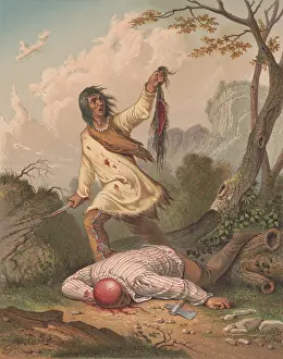Wild West Prints: THE DEATH CRY, ca. 1852, lithograph after a painting by Seth Eastman