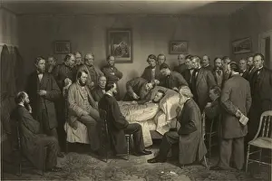 Images Dated 15th April 2008: Death of Lincoln on April 15, 1865 in a commemorative print by A.H