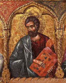 Nicholas Prints: Deesis with Apostoles, by Nicholas, tempera on wood - Albania. Detail