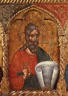 Hair Prints: Deesis with Apostoles, by Nicholas, tempera on wood - Albania. Detail