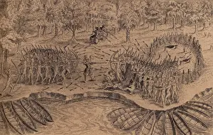 Boats Prints: DEFEAT OF THE IROQUOIS AT LAKE CHAMPLAIN