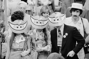 August Prints: Delegates wearing Jimmy Carter smile masks at the Democratic National Convention New York City