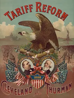 Stars Prints: Democratic campaign poster for the 1888 Presidential election promising tariff reform