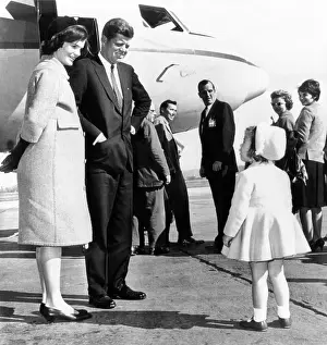 Caroline Prints: Democratic Presidential nominee John Kennedy says goodbye to his wife Jacqueline