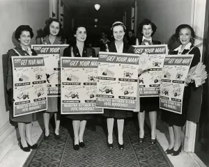 2013 Prints: Democratic Women of New York wear signs for the 1944 national campaign registration