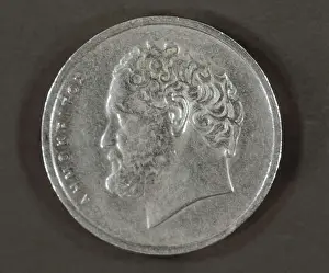 Greekseurope Prints: DEMOCRITUS (460-370 BC). Coin. Coin. AISA/Everett Collection**US SALES ONLY**