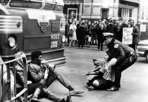 Demonstrators Prints: Demonstraters are arrested for participating in a lie-down on Chicago's busy State and Madison intersection