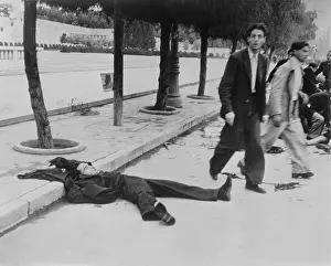 Riots Prints: Demonstrators leaving a man dead in the Athens Street on Dec