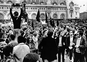 Disorder Prints: Demonstrators listen to the broadcast address of President Charles de Gaulle during a Paris general strike on May 24