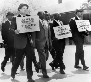 Demonstrators Prints: Demonstrators picket at Oak Woods Cemetery in Chicago