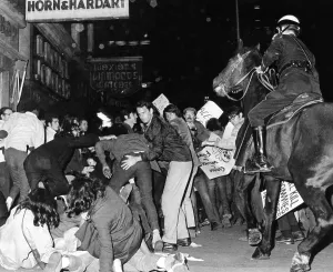 Disorder Prints: Demonstrators pushed by New York City police
