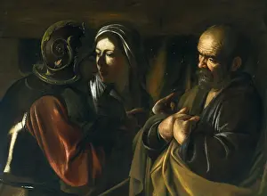 Shadow Prints: THE DENIAL OF ST. PETER, by Caravaggio, 1610, Italian painting, oil on canvas