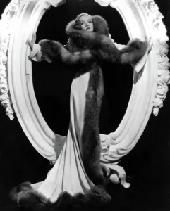 Story Fur Prints: DESIRE, Marlene Dietrich, 1936, formal evening gown designed by Travis Banton