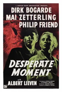 Bogarde Prints: DESPERATE MOMENT, British poster art, from left: Dirk Bogarde, Mai Zetterling, 1953